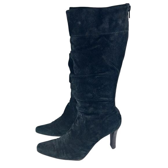 WHITE MOUNTAIN! BLACK GENUINE SUEDE LEATHER SCRUNCHY BOHO CHIC BOOTS! SZ 7.5M - Picture 11 of 11